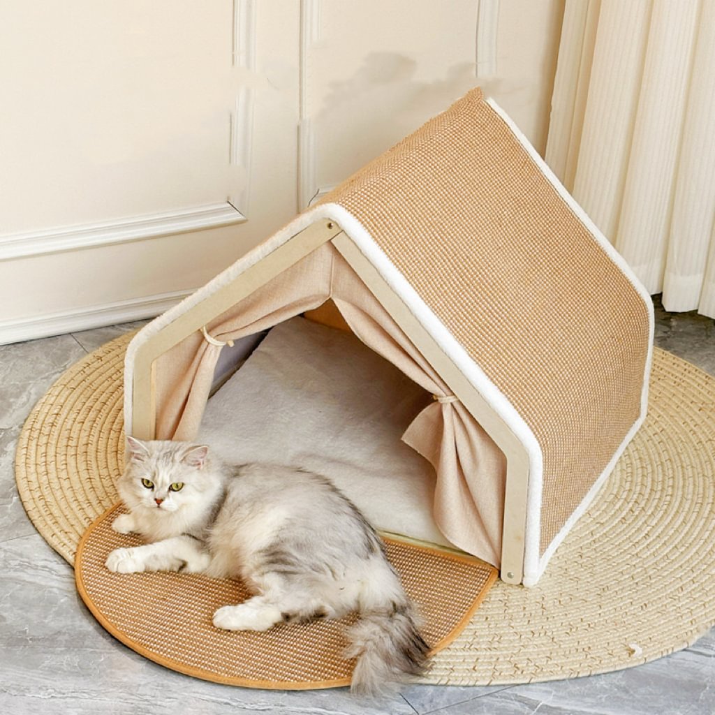 Ravinu 2-in-1 Wooden Cat Scratching House with Scratch Pads™