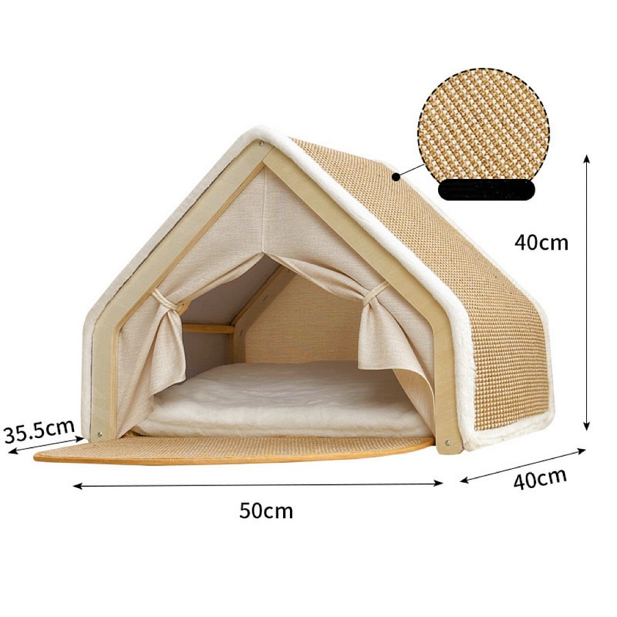 Ravinu 2-in-1 Wooden Cat Scratching House with Scratch Pads™