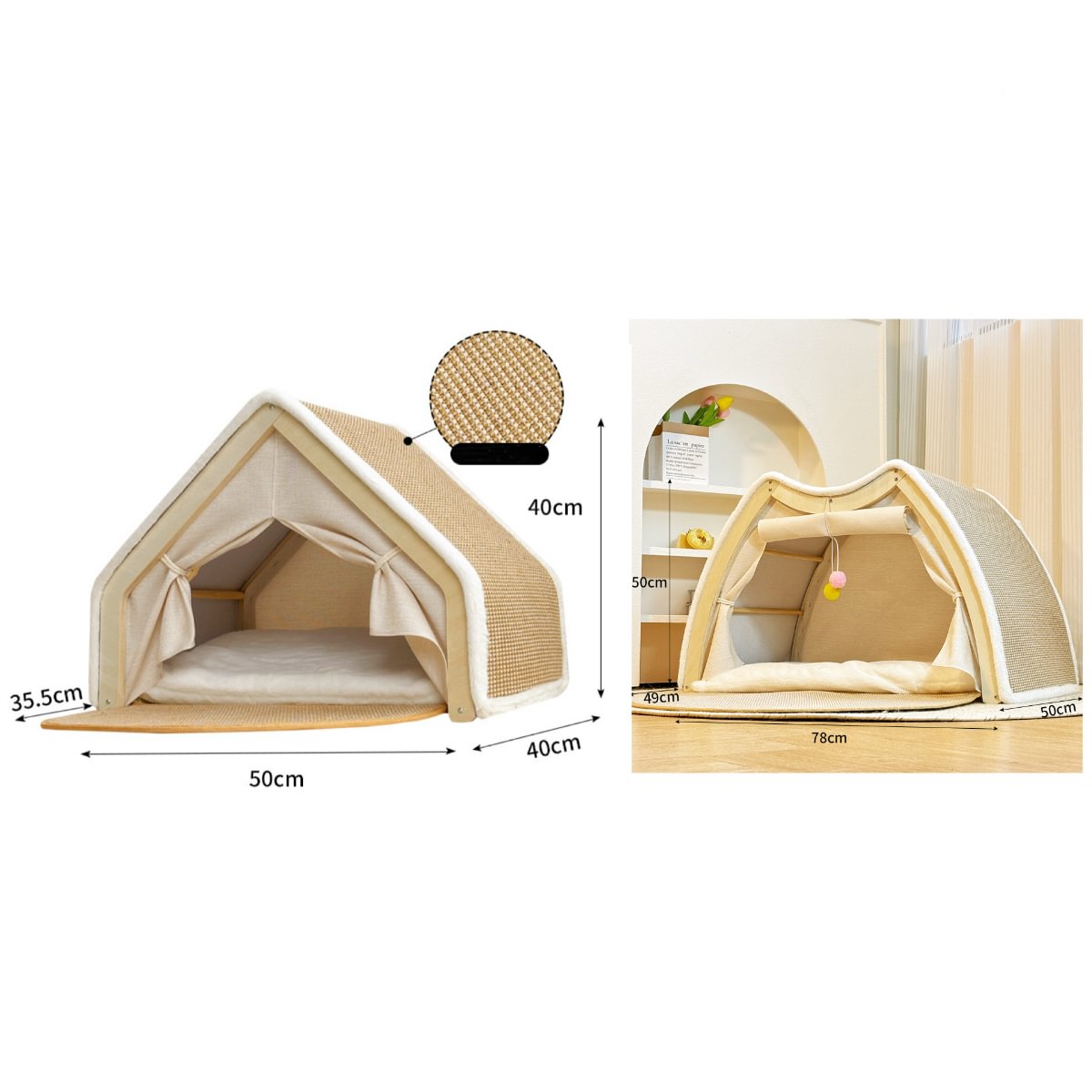 Ravinu 2-in-1 Wooden Cat Scratching House with Scratch Pads™