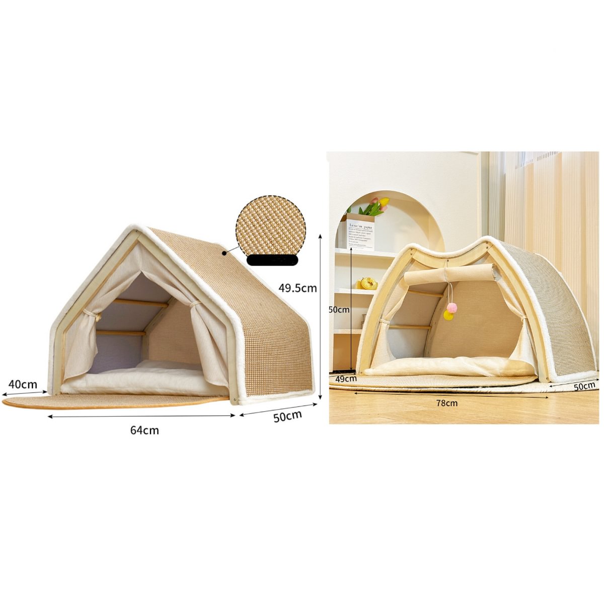 Ravinu 2-in-1 Wooden Cat Scratching House with Scratch Pads™