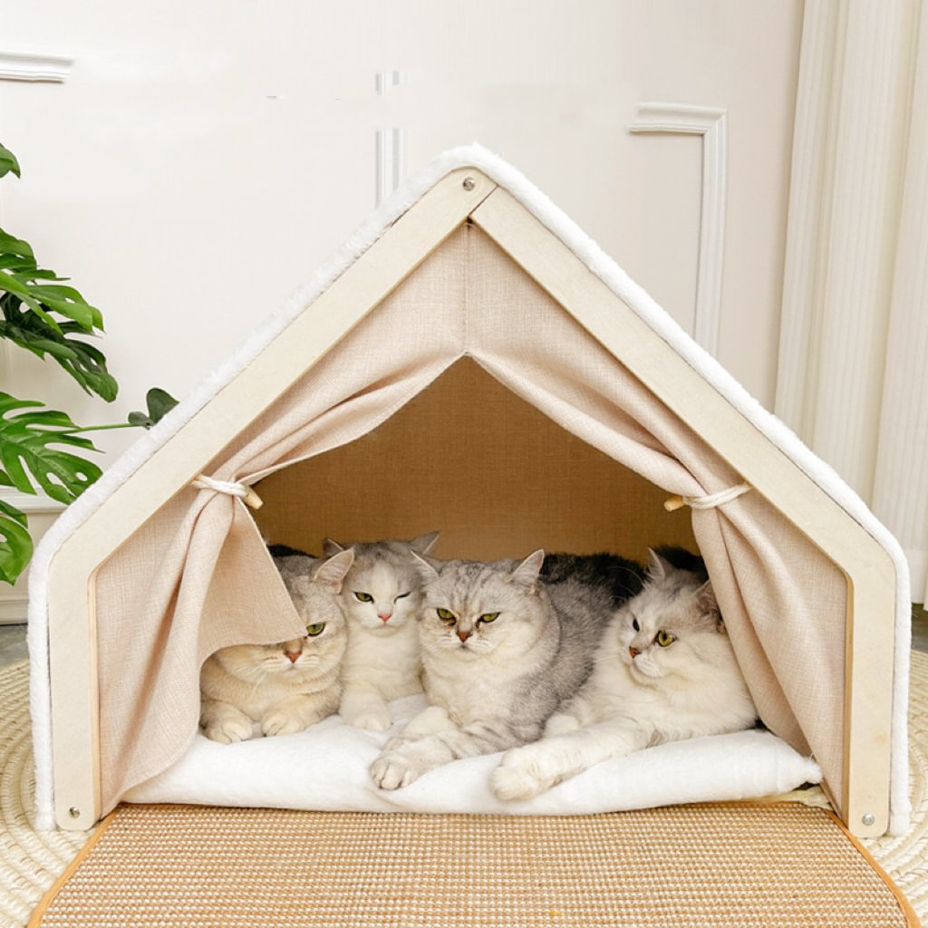 Ravinu 2-in-1 Wooden Cat Scratching House with Scratch Pads™