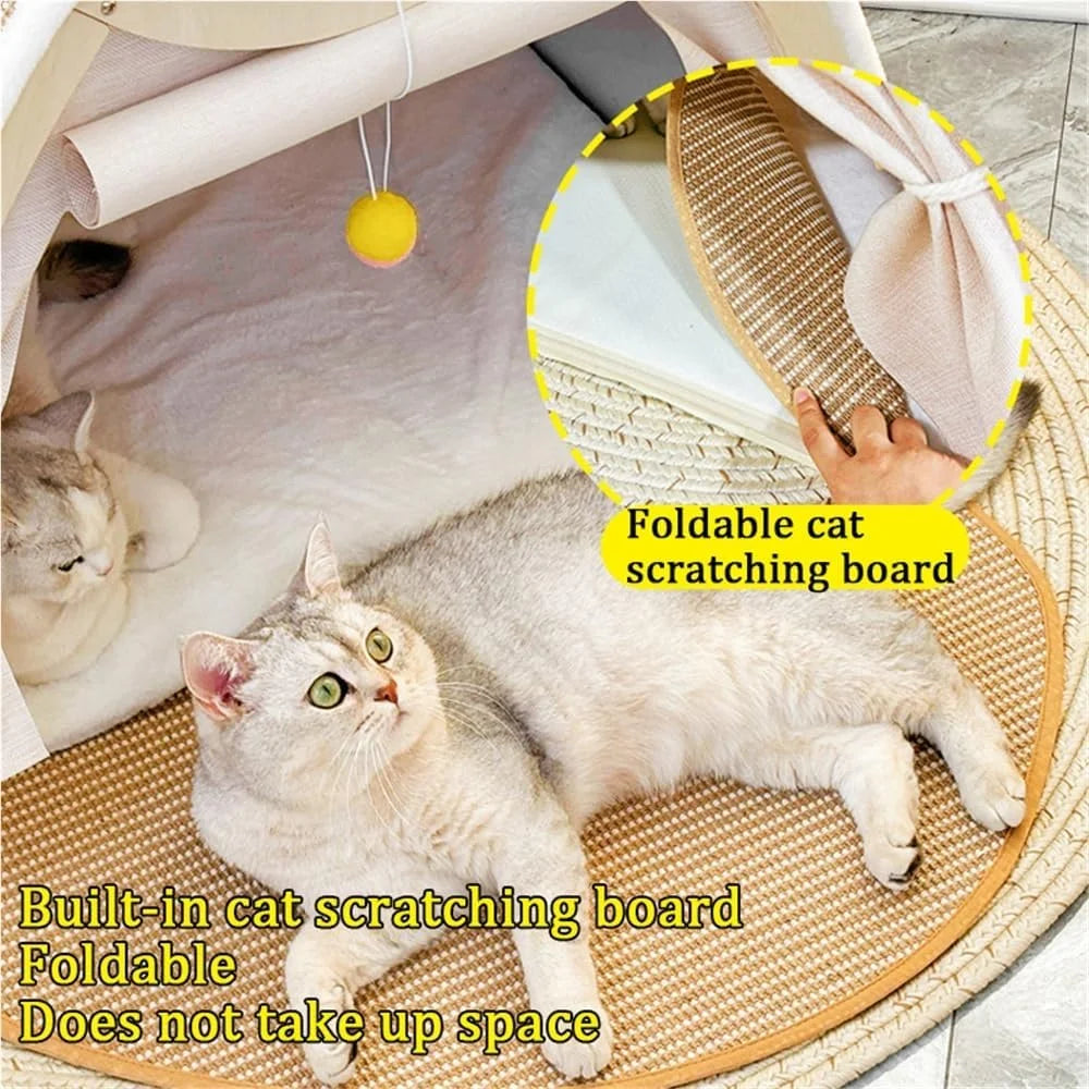 Ravinu 2-in-1 Wooden Cat Scratching House with Scratch Pads™
