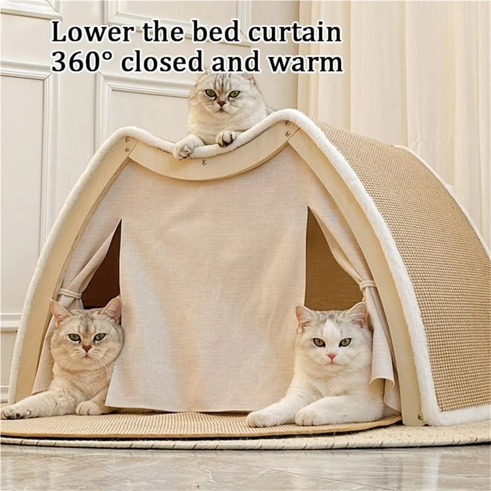 Ravinu 2-in-1 Wooden Cat Scratching House with Scratch Pads™