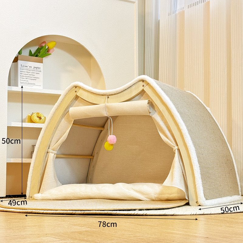 Ravinu 2-in-1 Wooden Cat Scratching House with Scratch Pads™